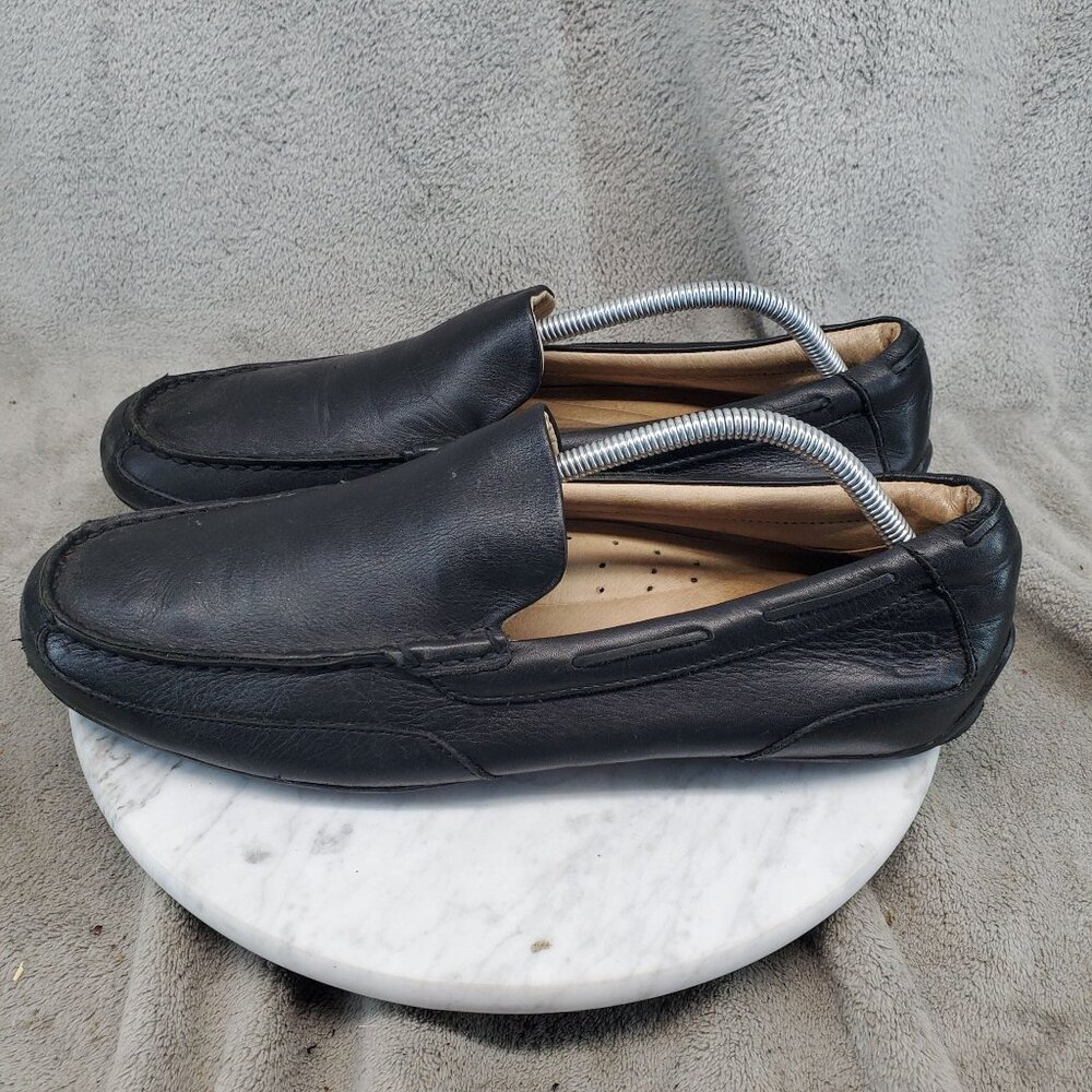 Sperry Shoes Mens Size 10.5 Black Leather Hampden Slip On Moccasin